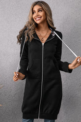Robe à capuche zippée avec cordon de serrage et imprimé léopard